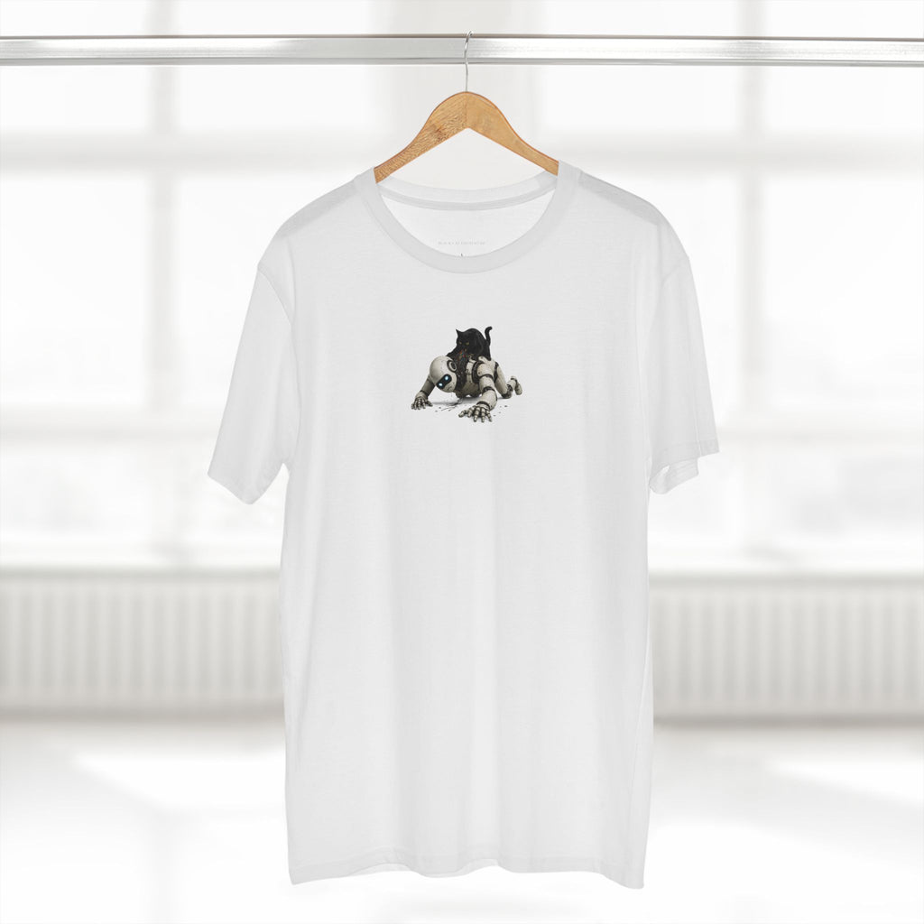 Disciplining Griffin — Black Cat Attacks Robot Graphic T-Shirt