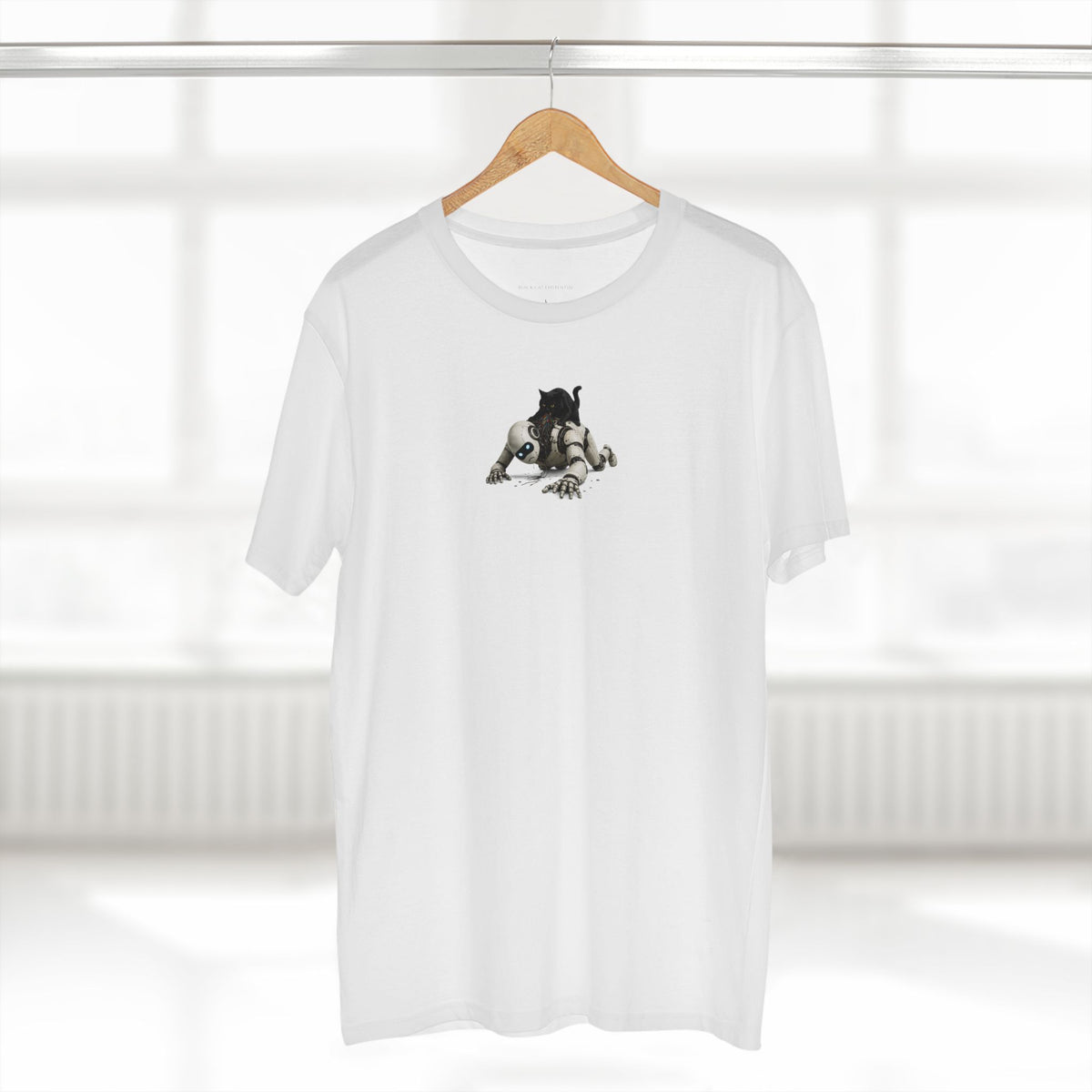 Disciplining Griffin — Black Cat Attacks Robot Graphic T-Shirt