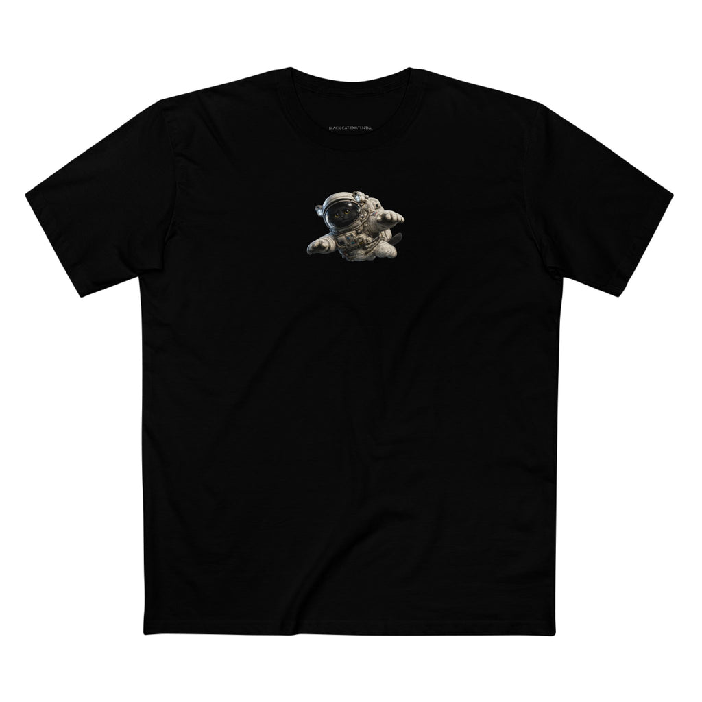 Cat Astronaut — Cute Floating Black Cat in Space Suit Graphic T-Shirt