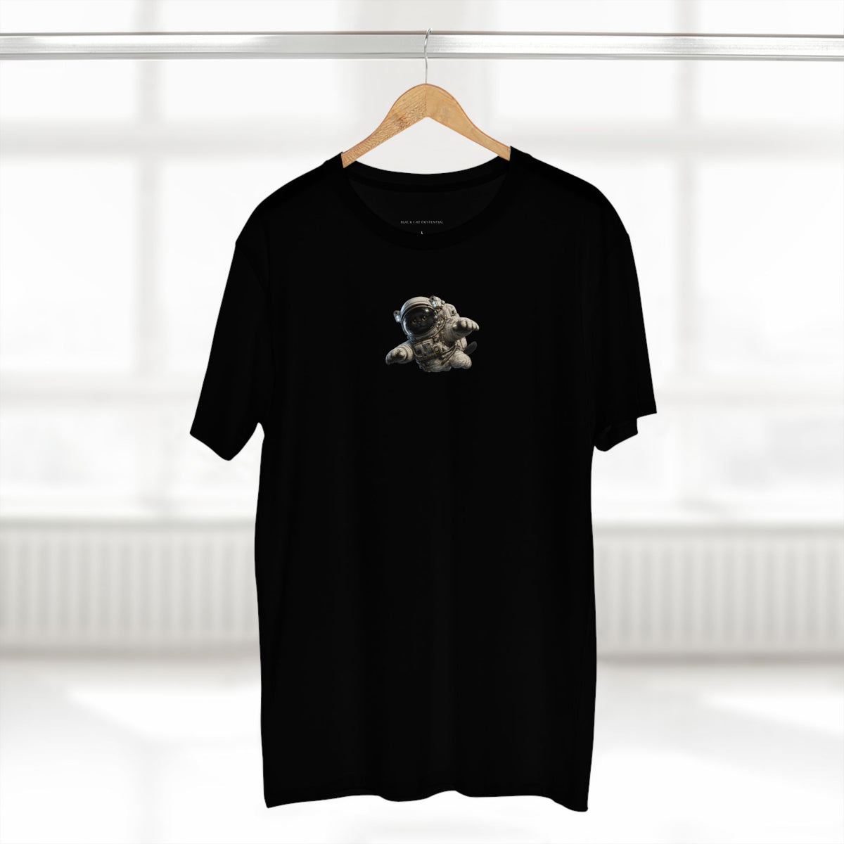 Cat Astronaut — Cute Floating Black Cat in Space Suit Graphic T-Shirt