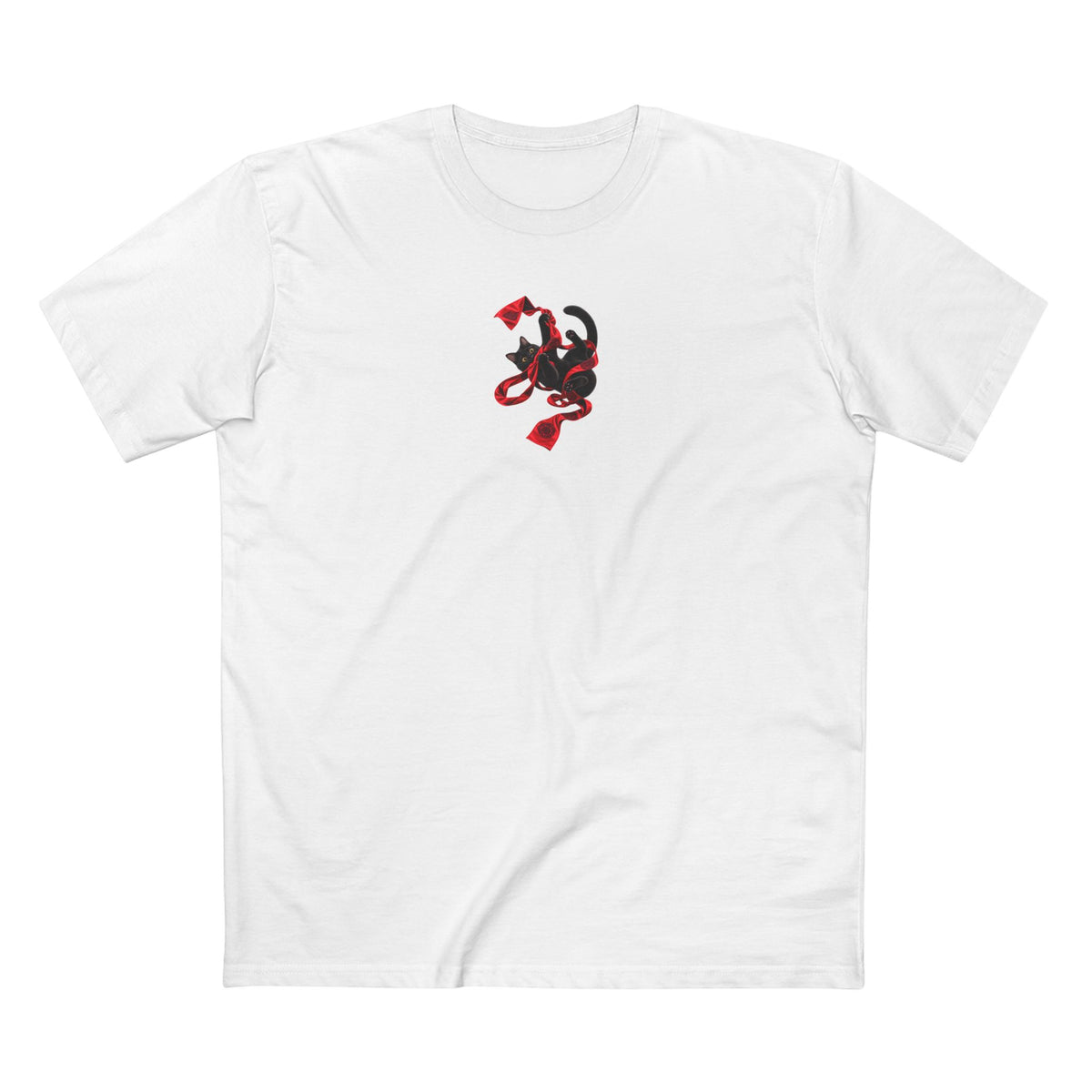 The Sash Master — Black Cat Playing with Red Sash Graphic Tee