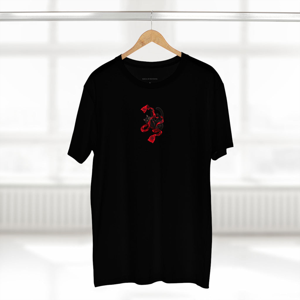 The Sash Master — Black Cat Playing with Red Sash Graphic Tee