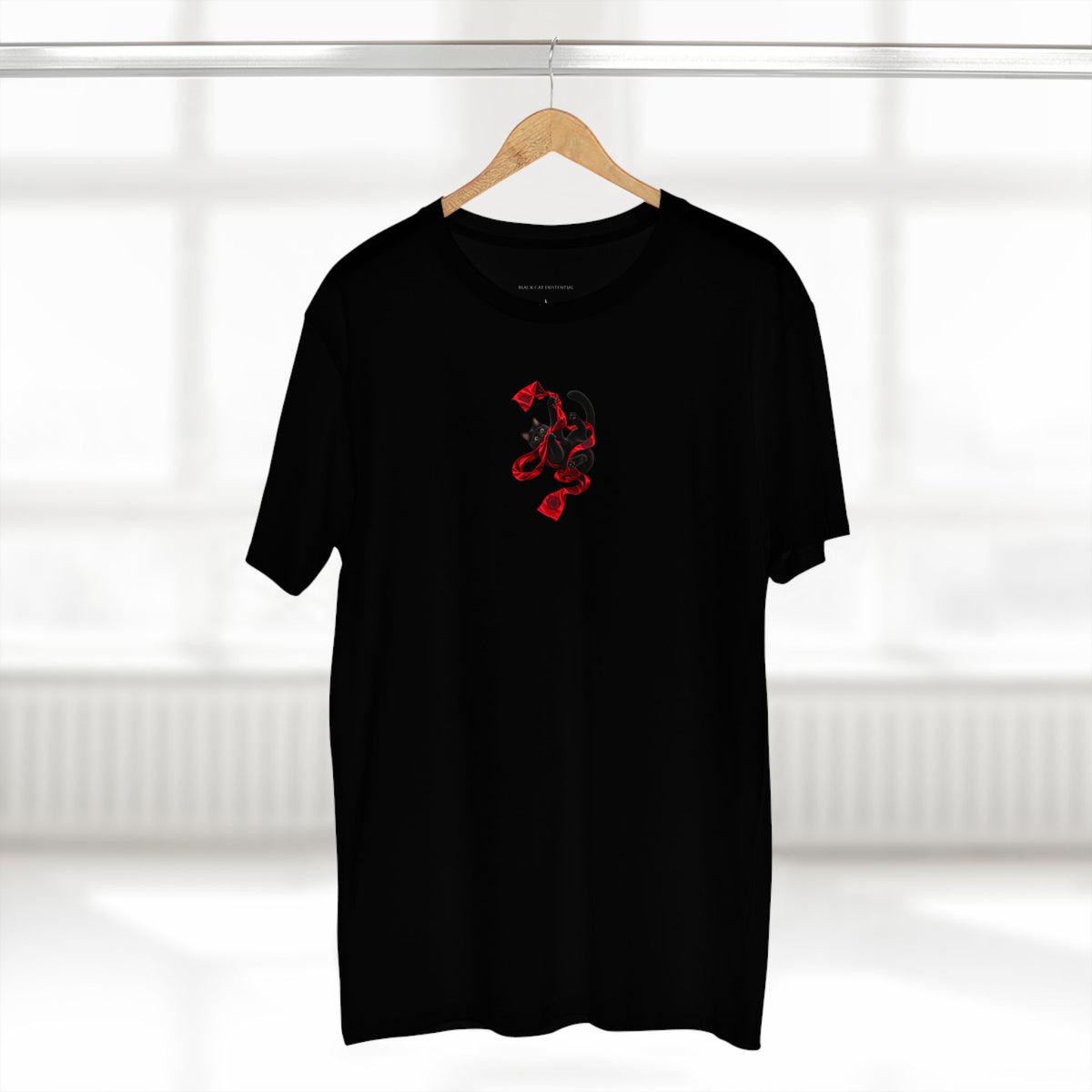 The Sash Master — Black Cat Playing with Red Sash Graphic Tee