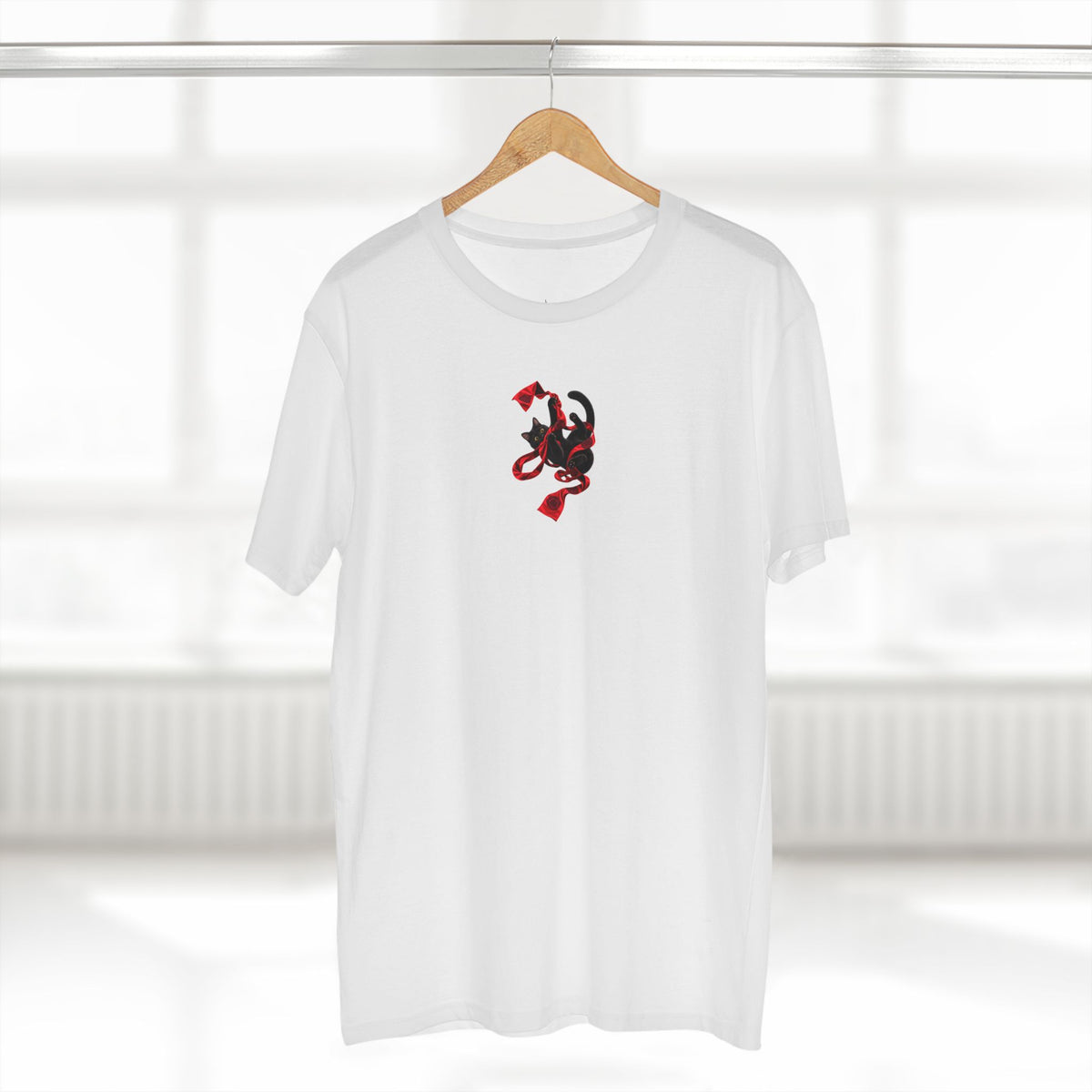 The Sash Master — Black Cat Playing with Red Sash Graphic Tee