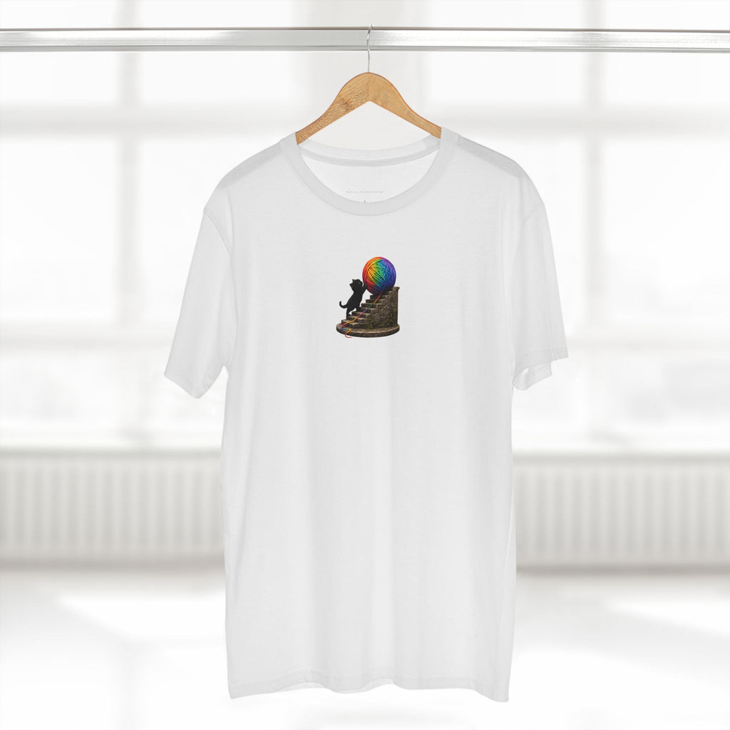 The Existentialist — Sisyphean Black Cat Pushing Yarn Giant Ball Graphic Tee